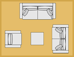 Rechteckiger Teppich im Wohnzimmer