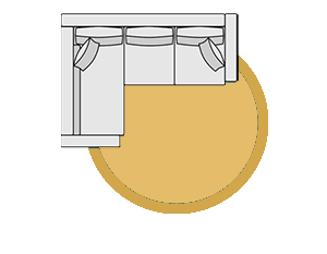 Runder Teppich im Wohnzimmer